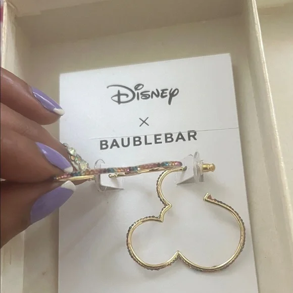 BaubleBar Gold Mickey Mouse Hoop Earrings - Picture 2 of 6